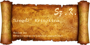 Szegő Krisztina névjegykártya
